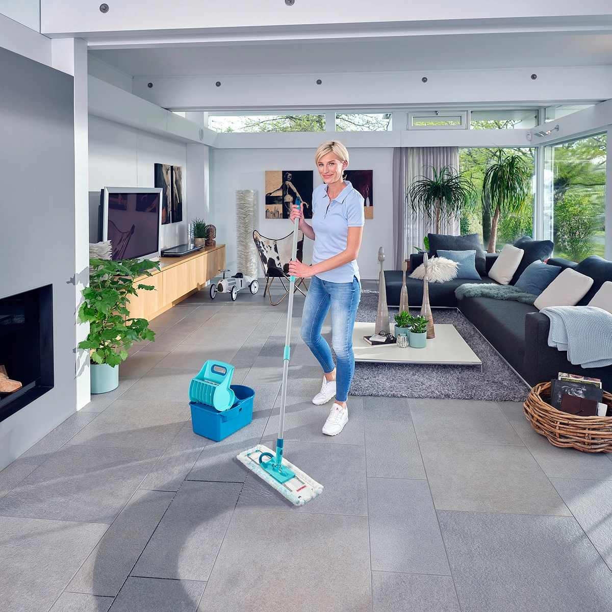 4 Набор для влажной уборки Leifheit Profi Compact: ведро с прессом для отжима и швабра фото 5